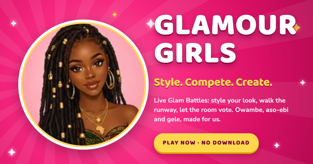 Glamour Girls illustrated promotional card